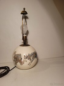 signovaná lampa, Matějů 1941, porcelánová stará lampička - 7