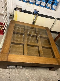 Konferenční stolek - dub masiv, skleněná deska - 7