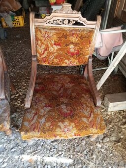 Starožitná pohovka sofa ,2 zámecká křesla - 7