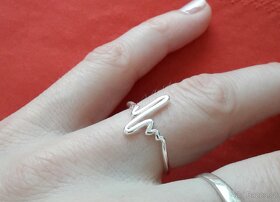 Dámský stříbrný prsten prstýnek nastavitelný otevřený tep - 7