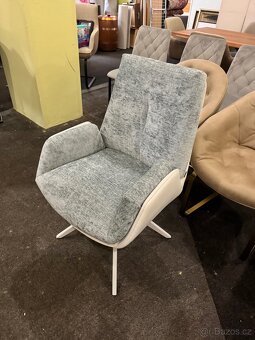 Nová Jídelní židle křesílko pravá kůže-látka - 7