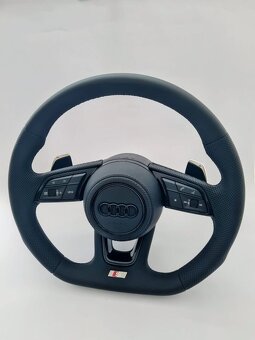 AUDI KOŽENÝ EXCLUSIVE VOLANT +AIRBAG+ F1 PADLA CIERNA NITKA - 7