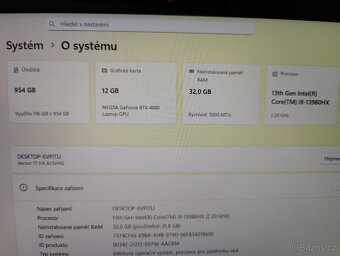 Herní notebook 17" i9 13980HX, RTX 4080 12GB 175W, - 7