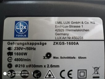 Prodám pokosovou pilu s posuvem LUX-TOOLS ZKGS-1600 W. - 7