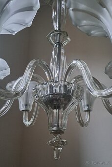 Art deco, starožitný celoskleněný lustr - 7
