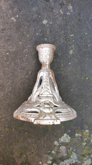 Starožitná bista + měděná forma na bábovku + svícen - 7