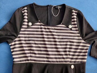 Dlouhé retro šaty s proužky, top stav - 7