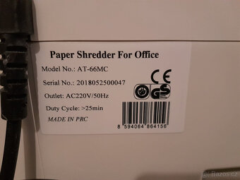 Prodám skartovací stroj AT-66MC - 7