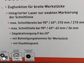 Prodám NEPOUZITOU pokosovou pilu s posuvem GO/NO 1500 W. - 7