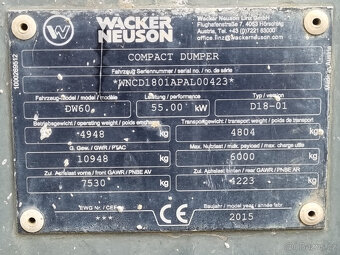 Prodám Dumper WACKER NEUSON DW60 r.v.2015 - 7