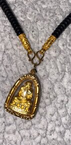 Náhrdelník zlatem spojovaný, amuletové přívěsky, Thajsko - 7