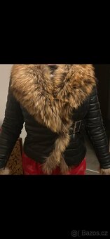 Kožená dámská bunda s pravým kožíškem vel.S - 7