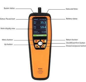 Ruční monitor kvality ovzduší Temtop M2000C CO2 PM2,5 PM10 - 7