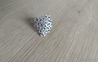 Nový dámský stříbrný prsten prstýnek velký s kamínky Uni - 7