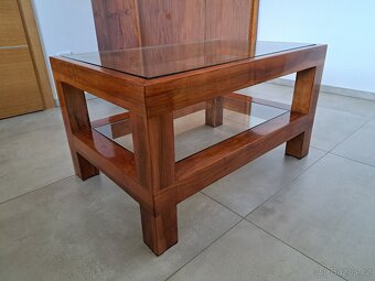 Konferenční stolek masiv sklo - 7