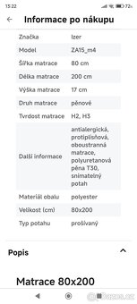 Zdravotní matrace IZER Activ 17cm - 7