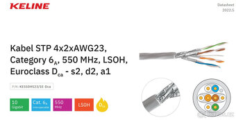 Kabel Cat.6A STP LSOH 550MHz, 10Giga, 3x500m/3x cívka - 7