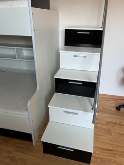 Patrová postel RAJ 2, bílá/černý lesk - 7