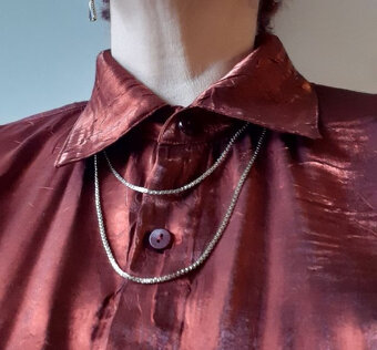 Dvojitý řetízek stříbrné barvy - 7