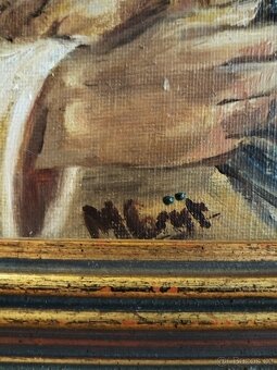 obraz HOLČIČKA SE SVÍCNEM, olej, sign. neurčeno - 7