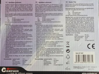 ventilátor 12V s OHŘEVEM  + LED svítilna - 7