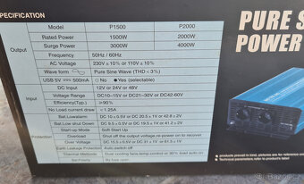 TOP NOVÝ Měnič napětí 12V/230V 2000W, čistá sinusovka - 7