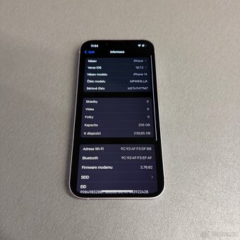 iPhone 14 256GB fialový, pěkný stav, 12 měsíců záruka - 7