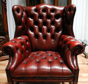CHESTERFIELD-LEATHER-HIGH/BACK/WING CHAIR - 7