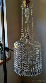 Starožitný celoskleněný křišťálový lustřík, lustr, - 7