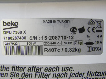 KOND. SUŠIČKA PRÁDLA S TEP. ČERPADLEM - BEKO - 7kg - 7