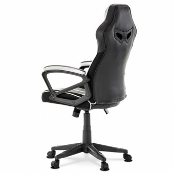 Herní křeslo Y341 s houpacím mechanismem a stříbrnou ekokůží - 7