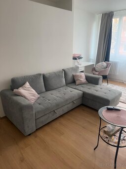 Rohová sedačka s úložným prostorem,rozkládací funkcí a kober - 7