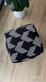 Bavlněný pouf Square černobílý, znacky Hubsch - 7