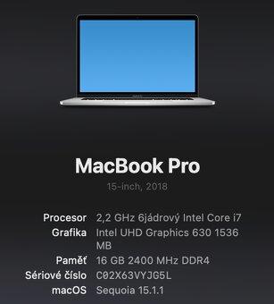 Apple MacBook Pro 15" (2018) - PĚKNÝ STAV - 7