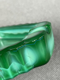 Art Deco popelník, malachitové jade sklo - 7