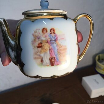 Porcelánová mokka souprava konvice šálky tác Stará Role - 7