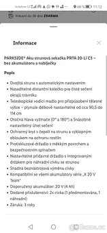 Aku strunová sekačka PRTA parside - 7