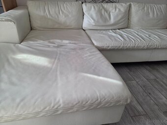 Gauč do U, sedací souprava do U, bily, kožený, - 7