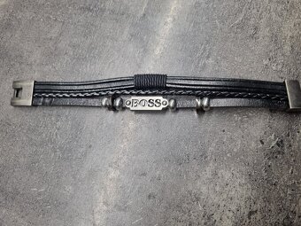Hugo boss pánský kožený náramek značkový černý z kůže - 7