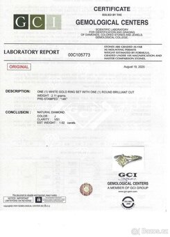 Zásnubní prsten s diamantem 1.02ct VS1 - 7
