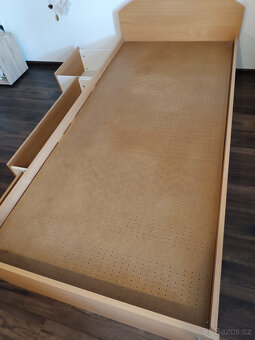 Jednolůžková postel komplet s matrací a roštem+zásuvky - 7