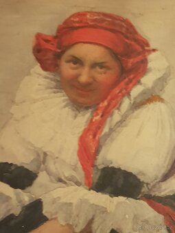 Starozitny obraz Žena v kraji. - 7