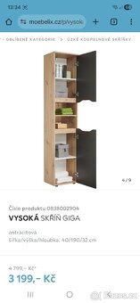 Vysoká koupelnová skříň Nová - 7