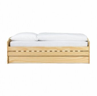 Postel, rozkládací dřevěná postel na tři lůžka - 7