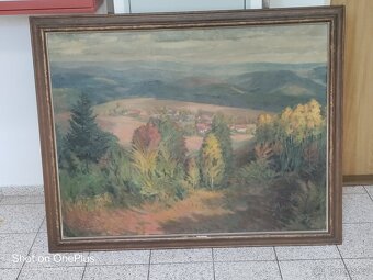 VELKÝ OBRAZ OLEJ NA PLÁTNĚ-FRANTISEK THER-SEJCKÁ LHOTA 1950 - 7