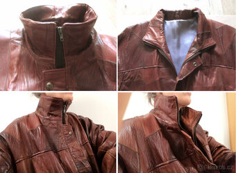 Vintage hnědá pánská kožená bunda - 7