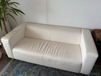 Kožená bílá sedačka/gauč - 7