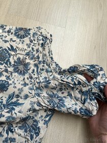H&M Tie-sleeved Dress modro-béžové šaty, vel. 34 - 7