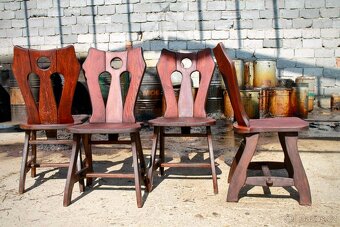 RAW komplet stůl + 4 křesla / handmade / unikát - 7