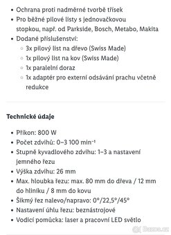 Elektrická přímočará pila Parkside 800W - 7